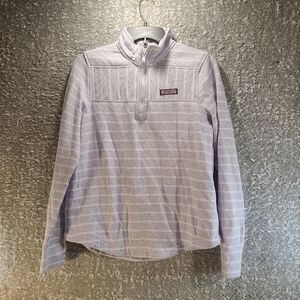 Vineyard Vines Womens XS Purple White Striped  Sweater 1/4 Zip Soft Cotton Blend